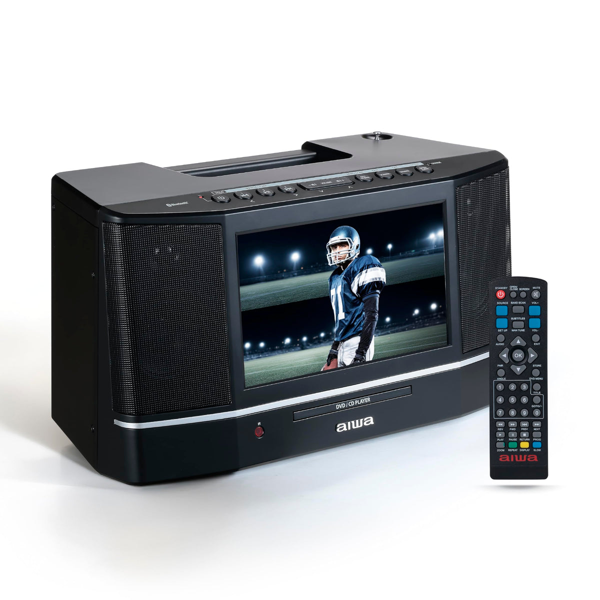 Aiwa Cinema Mirror Cast with a 10-inch screen delivering crisp visuals for home viewing