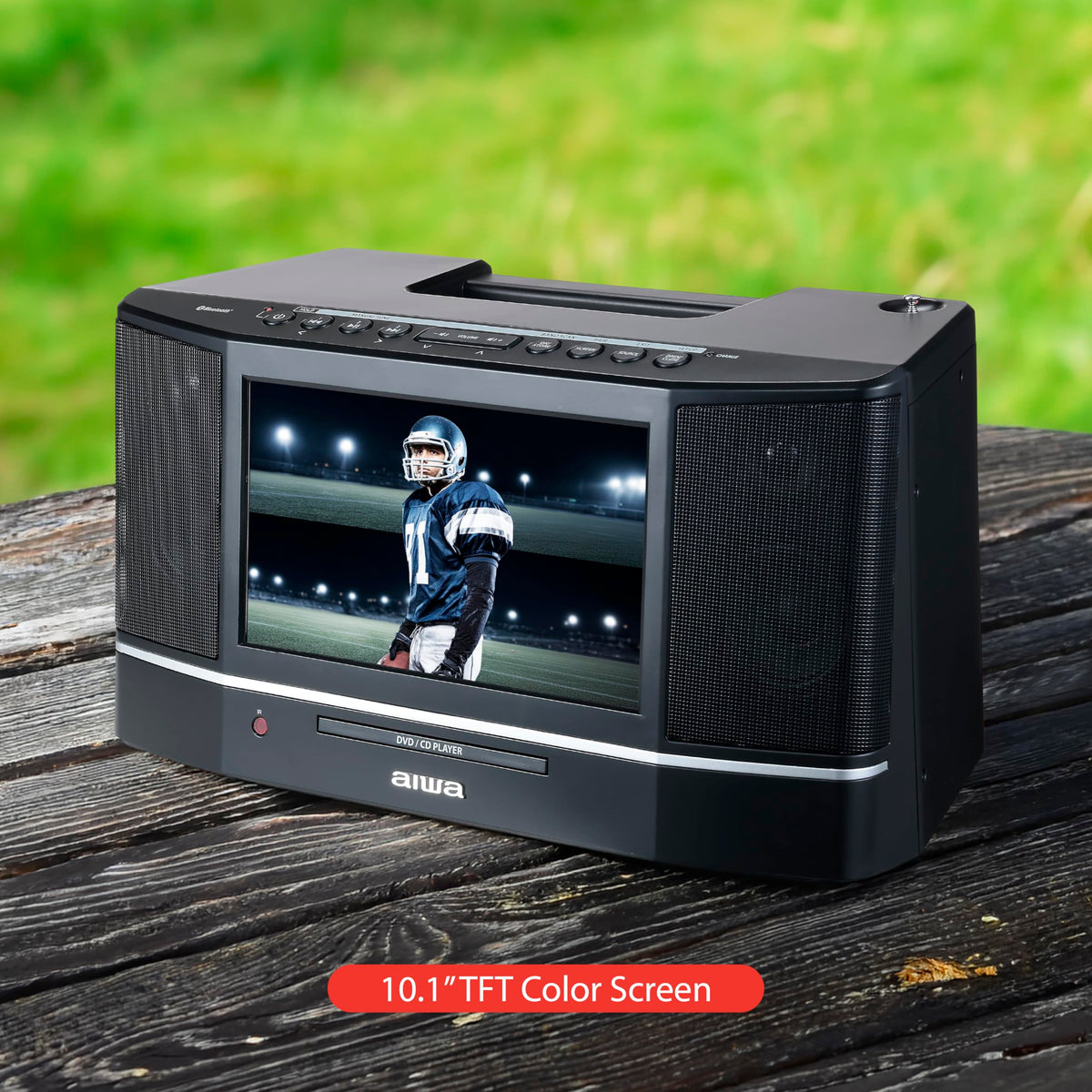Aiwa Cinema Mirror Cast portable use with up to 3 hours of battery life
