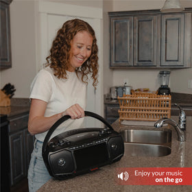 Aiwa portable boombox FM radio for local stations anywhere.