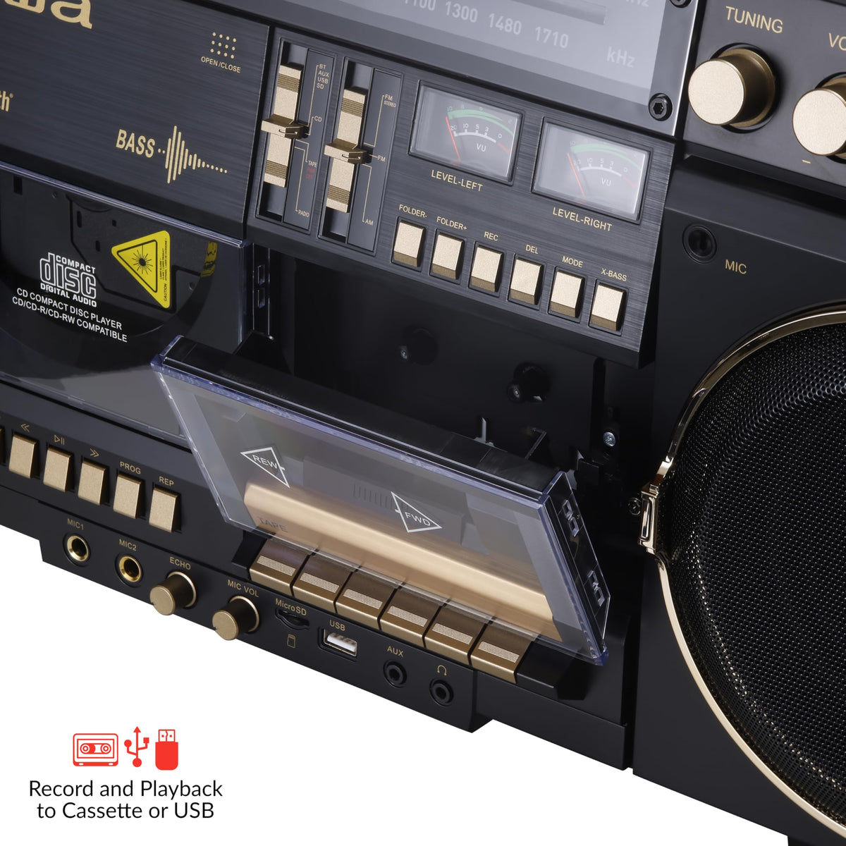 aiwa BackTrack cassette-recording feature highlights vintage vibe with modern recording capability