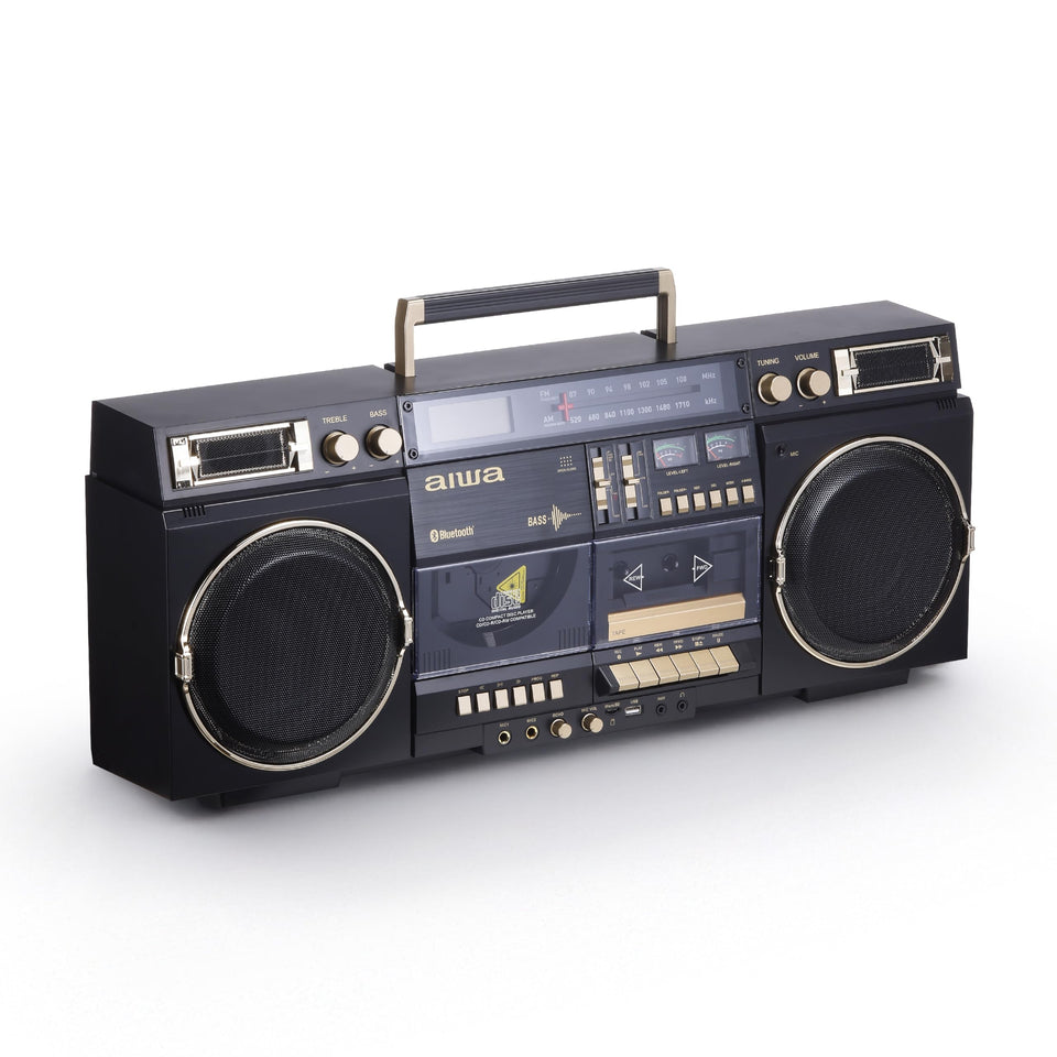 aiwa BackTrack boombox with CD player for portable, timeless listening anywhere