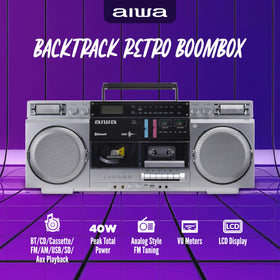 AIWA Retro Boombox cassette Recording for creating personal mixtapes