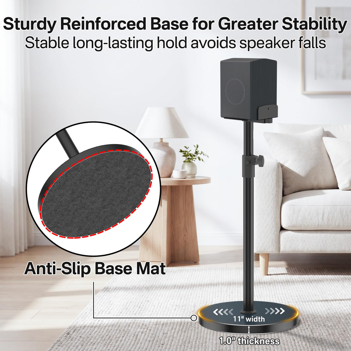 Aiweiwa solid base demonstrating sturdy metal build and anti-tip stability