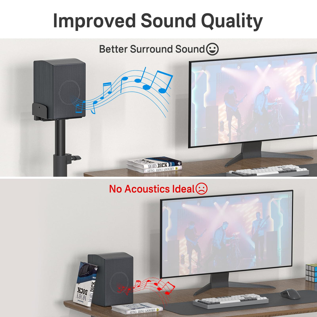 Aiweiwa in living room showing paired stands creating immersive surround experience