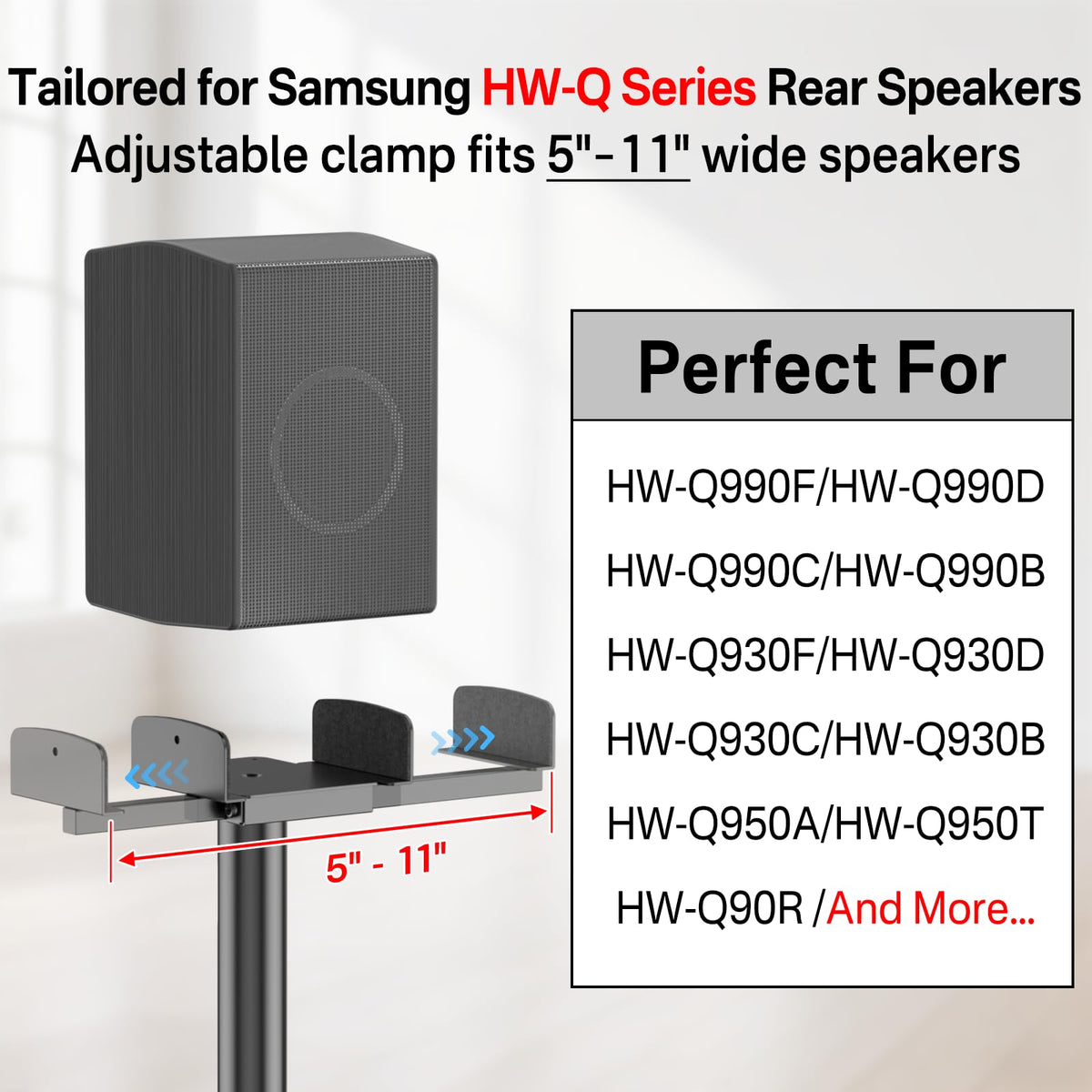 Aiweiwa close-up of side clamp demonstrating custom Samsung speaker grip and stability
