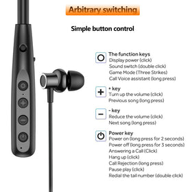 AIYIBEN neckband headphones hands-free calls with noise-canceling microphone.
