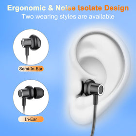 AIYIBEN neckband headphones in-ear fit for comfortable all-day wear.