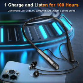 AIYIBEN neckband headphones IPX7 waterproof design for sweat and rain.