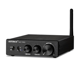 AIYIMA A07 Pro front panel with volume and tone controls for easy listening