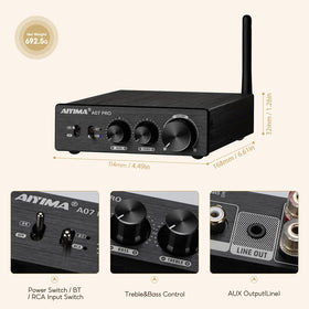 AIYIMA A07 Pro top view highlighting compact desktop footprint