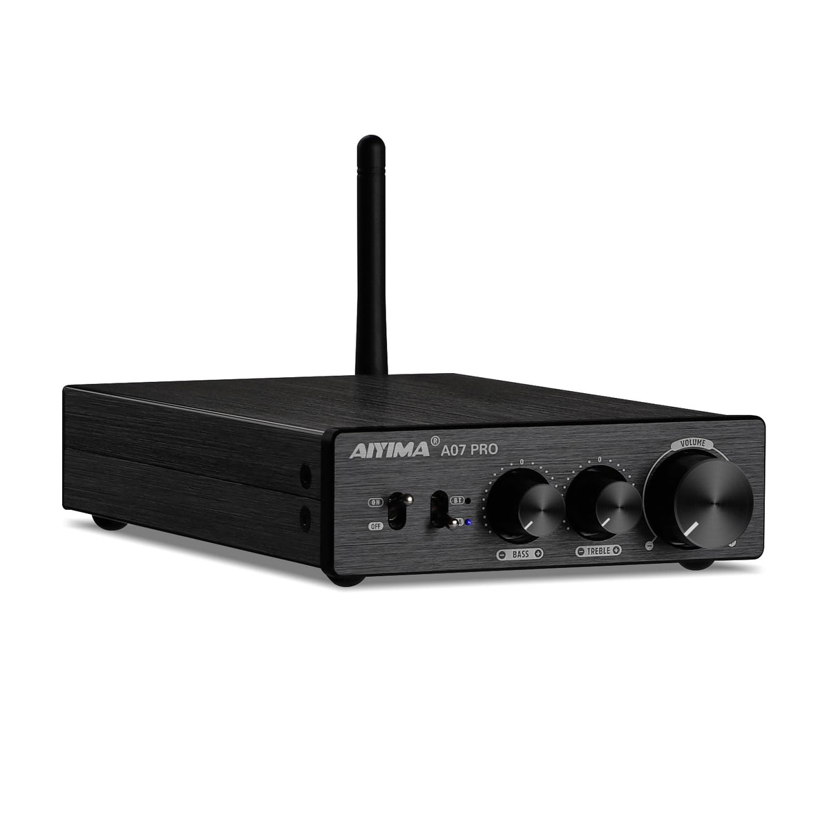 AIYIMA A07 Pro compact chassis beside bookshelf speakers for space efficiency