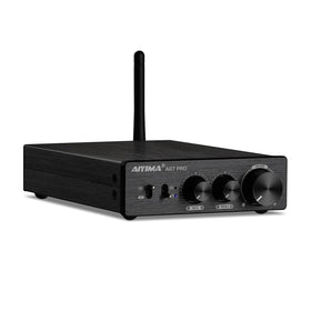 AIYIMA A07 Pro compact chassis beside bookshelf speakers for space efficiency