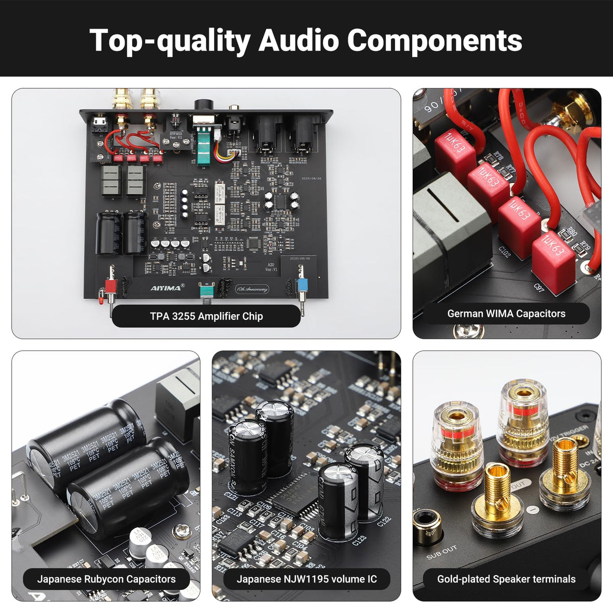AIYIMA A20 XLR and RCA inputs offer flexible connections.