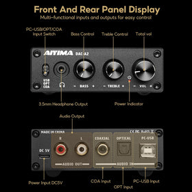 AIYIMA DAC-A2 3.5mm headphone output in use, powerful headphone driving benefit