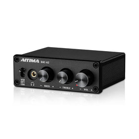 AIYIMA DAC-A2 front panel showing controls and volume, improved desktop listening