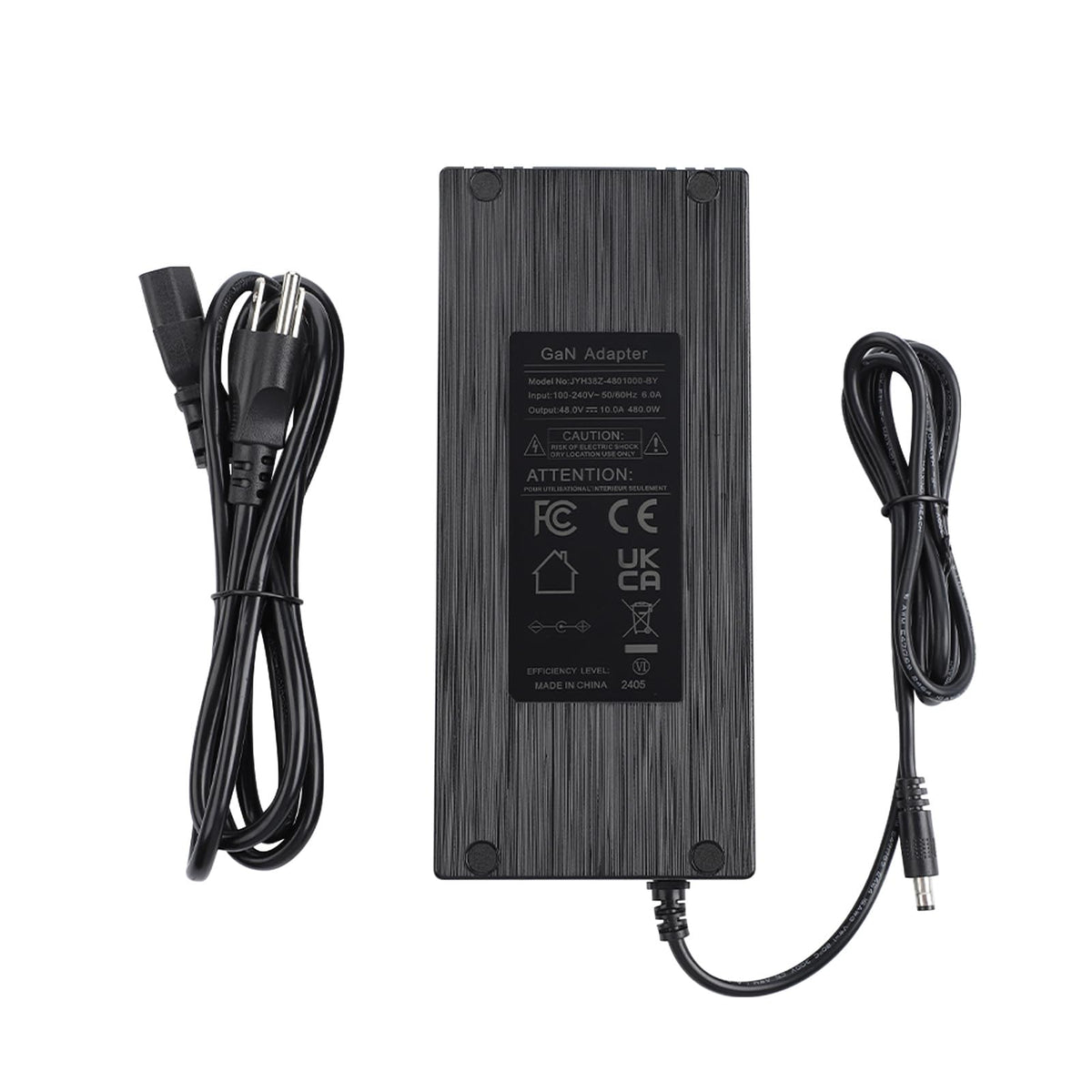 AIYIMA DC48V 10A GaN power supply, front view, compact and efficient for amps