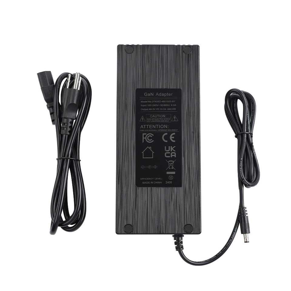 AIYIMA DC48V 10A GaN power supply, front view, compact and efficient for amps