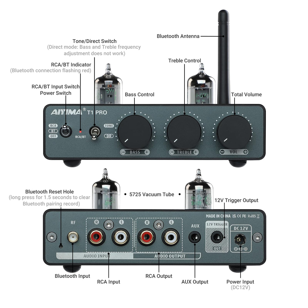 AIYIMA T1 PRO Bluetooth streaming delivers smooth wireless audio.