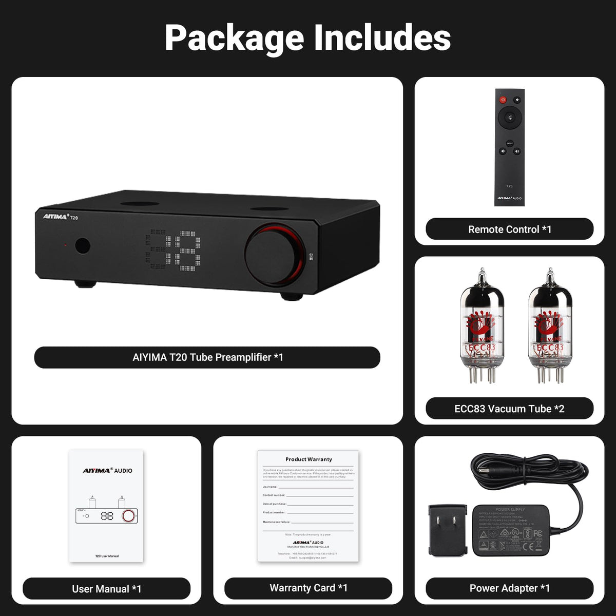 AIYIMA T20 power adapter connection ensures stable operation and safety.