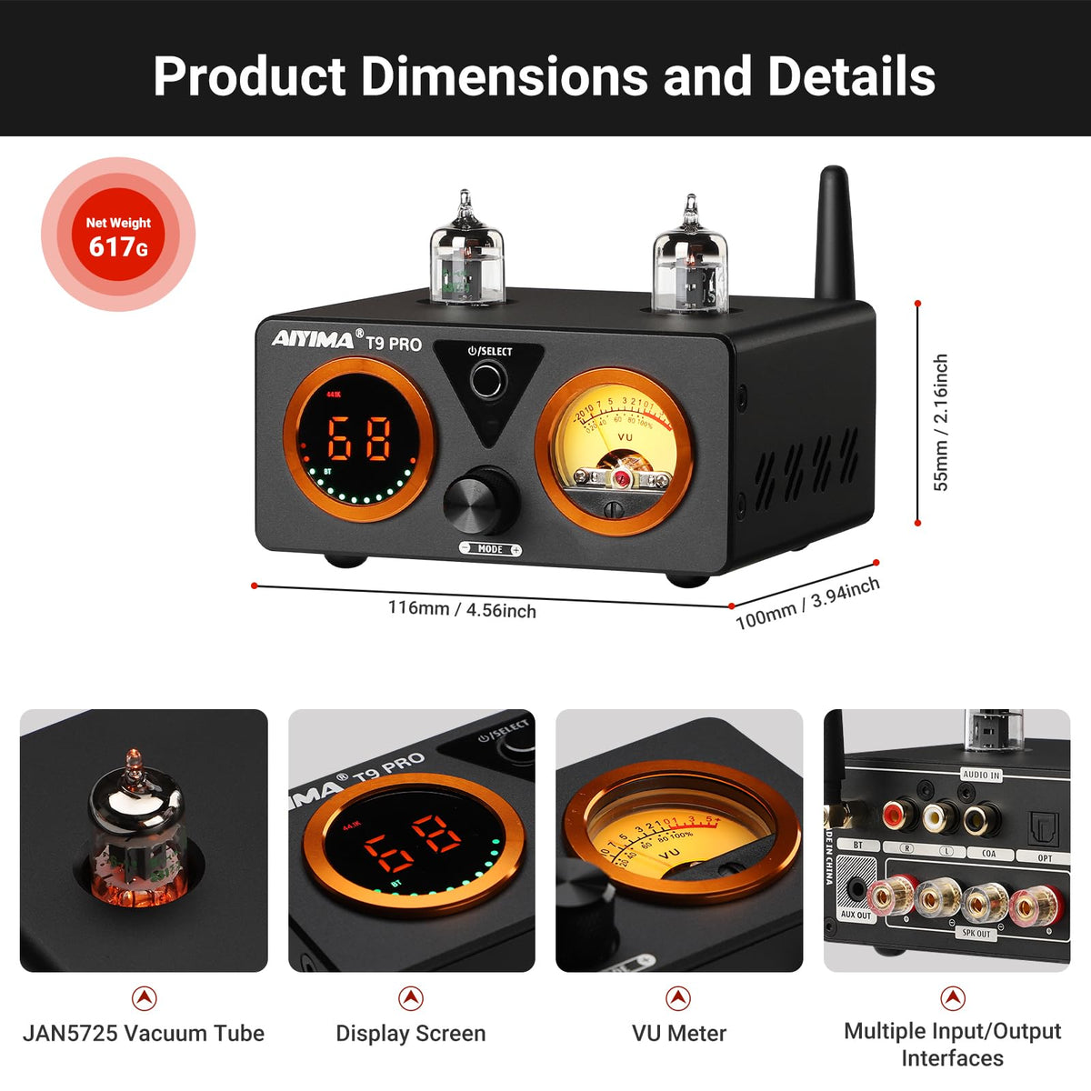 AIYIMA T9 PRO DAC board shows integrated digital-to-analog conversion for crisp audio.