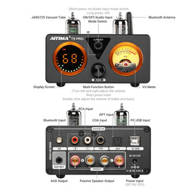 AIYIMA T9 PRO VU-meter display shows live output for precise tuning.