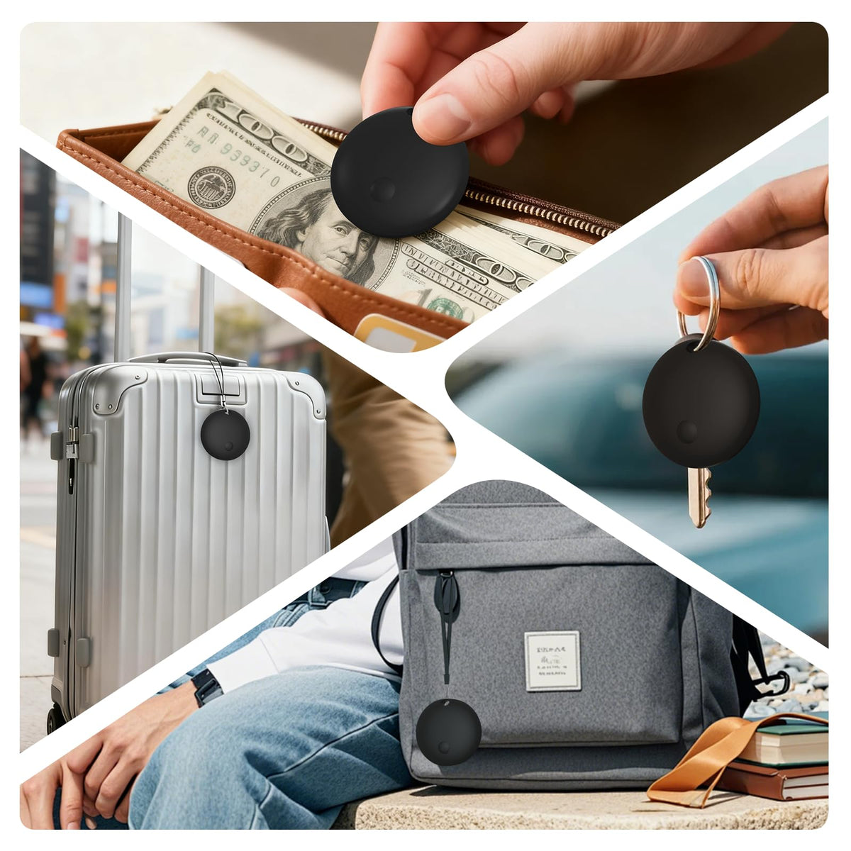 AIYUNDI Air Tracker in use with keys and bags