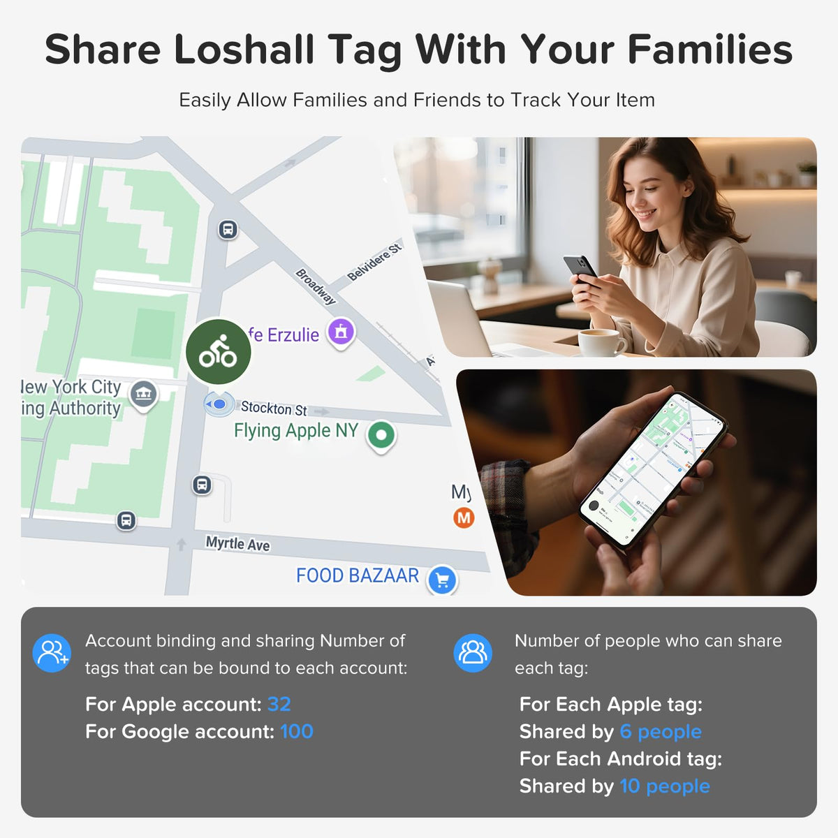 AIYUNDI Air Tracker keyring loop enables quick attachment