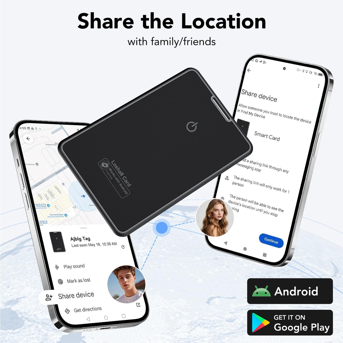 Ajblg wallet tracker card easy Android setup via Find Hub app