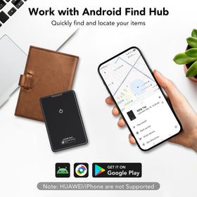 Ajblg wallet tracker card tucked in a wallet for easy access