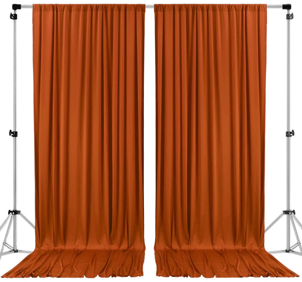 AK Trading Co. 10x10 rust IFR backdrop drapes with rod-pocket for quick hanging
