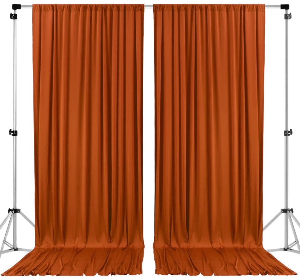 AK Trading Co. 10x10 rust IFR backdrop drapes with rod-pocket for quick hanging