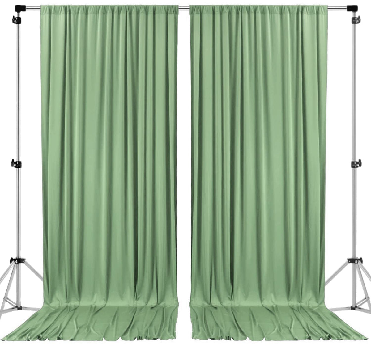 AK TRADING CO. Sage green 10x8 ft backdrop set for weddings and events.