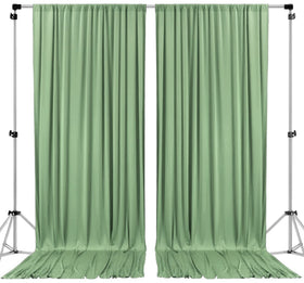 AK TRADING CO. Sage green 10x8 ft backdrop set for weddings and events.