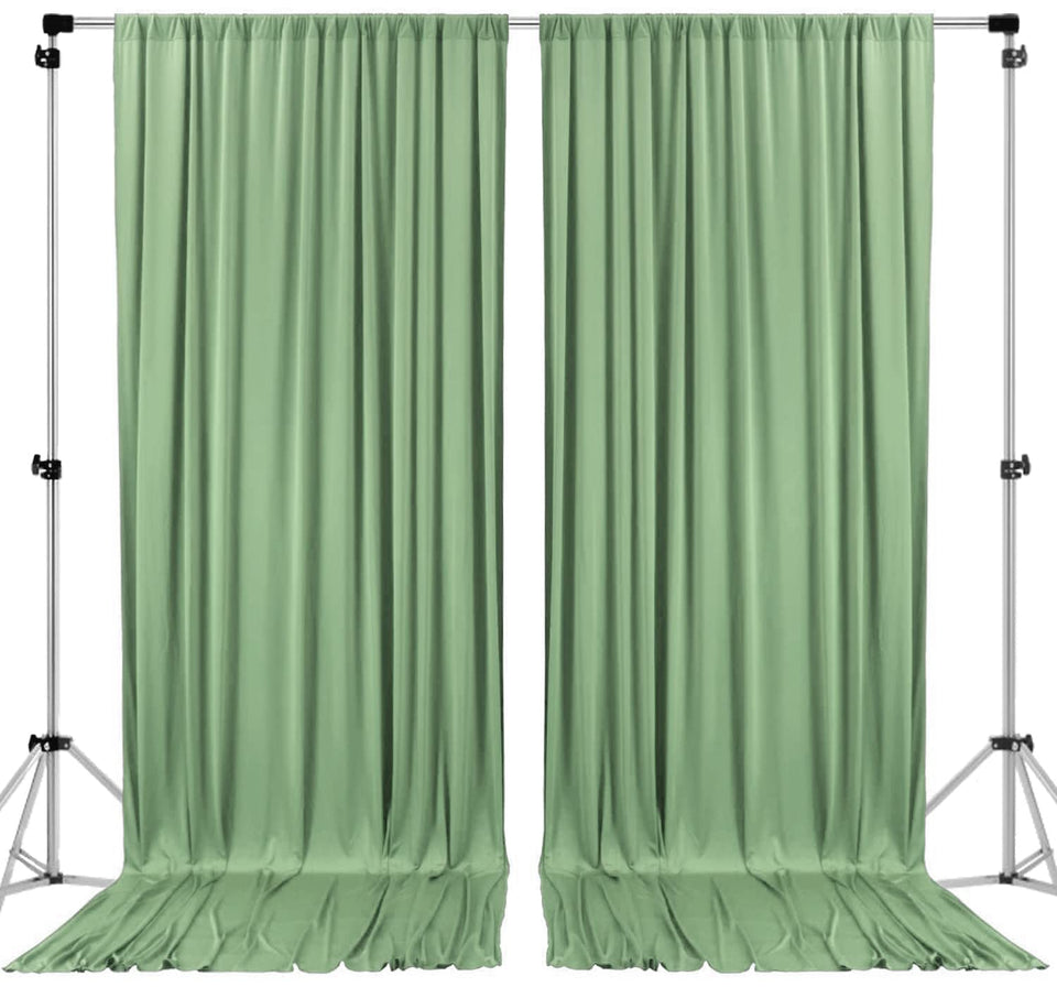 AK TRADING CO. Sage green 10x8 ft backdrop set for weddings and events.