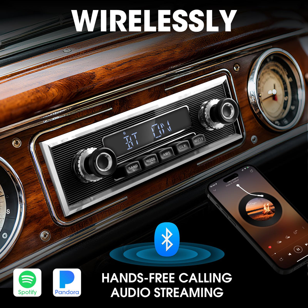 AKAMATE single-din stereo USB AUX ready for easy music playback on road trips