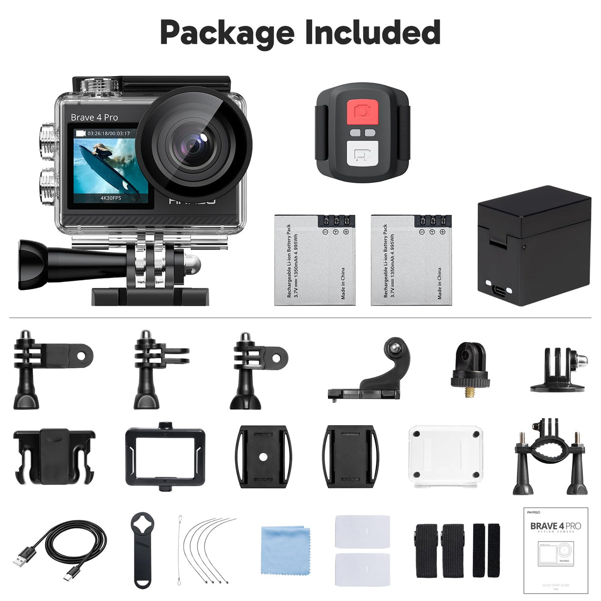 AKASO Brave 4 Pro external mic support enhances audio capture.