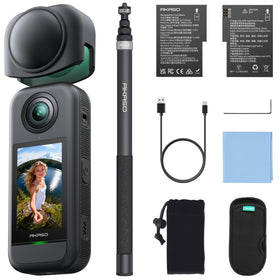 AKASO 360 action camera captures immersive 5.7K video for adventures.