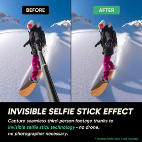 AKASO 360 invisible selfie stick shot demonstrates third-person visuals without visible gear.