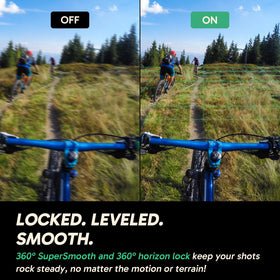 AKASO 360 action cam stabilization demo emphasizes Supersmooth footage without a gimbal.