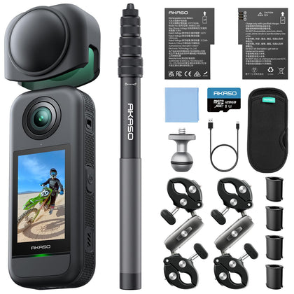 AKASO 360 video in 5.7K for immersive action footage.