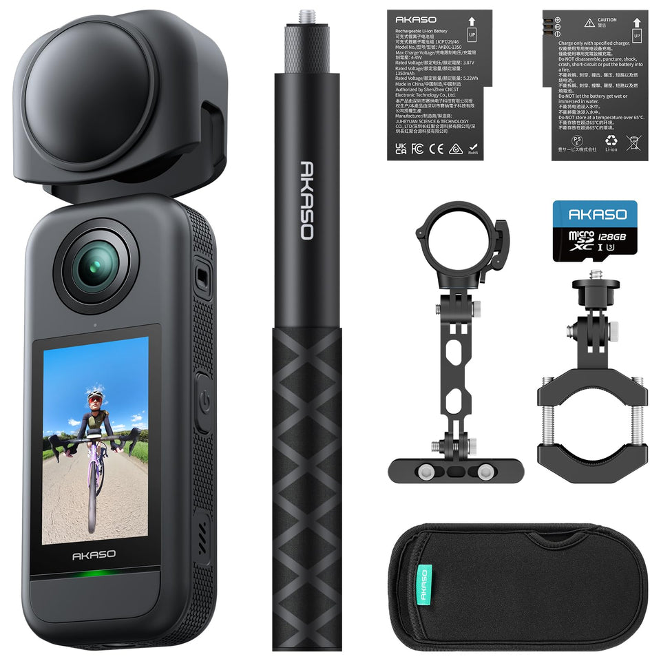 AKASO 360 cycling combo showing immersive 5.7K footage for adventures