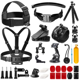 AKASO front layout of the 42-in-1 kit showing all components for versatile shooting