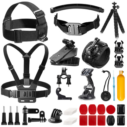 AKASO front layout of the 42-in-1 kit showing all components for versatile shooting