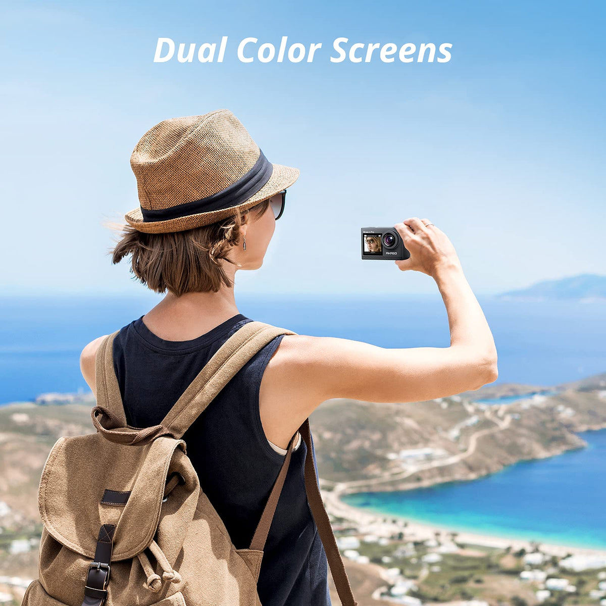 AKASO Brave 4 Pro back screen for full framing and playback