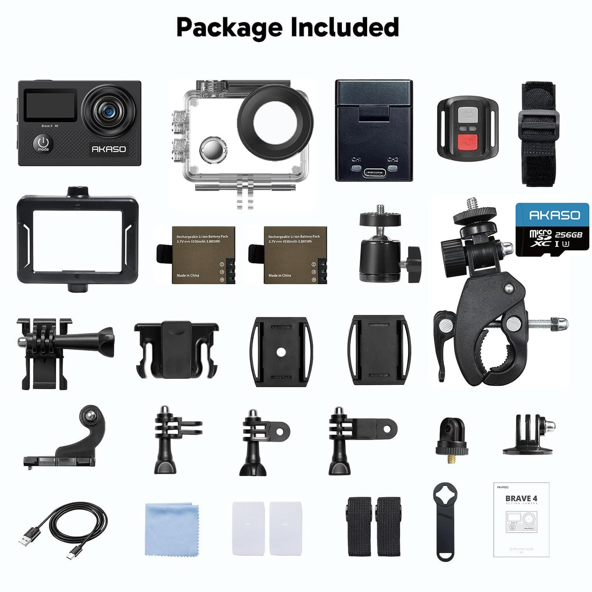 AKASO Brave 4 battery kit with two rechargeable batteries