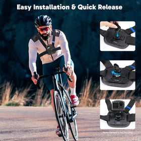 AKASO quick-release buckle close-up enabling one-click fast camera removal