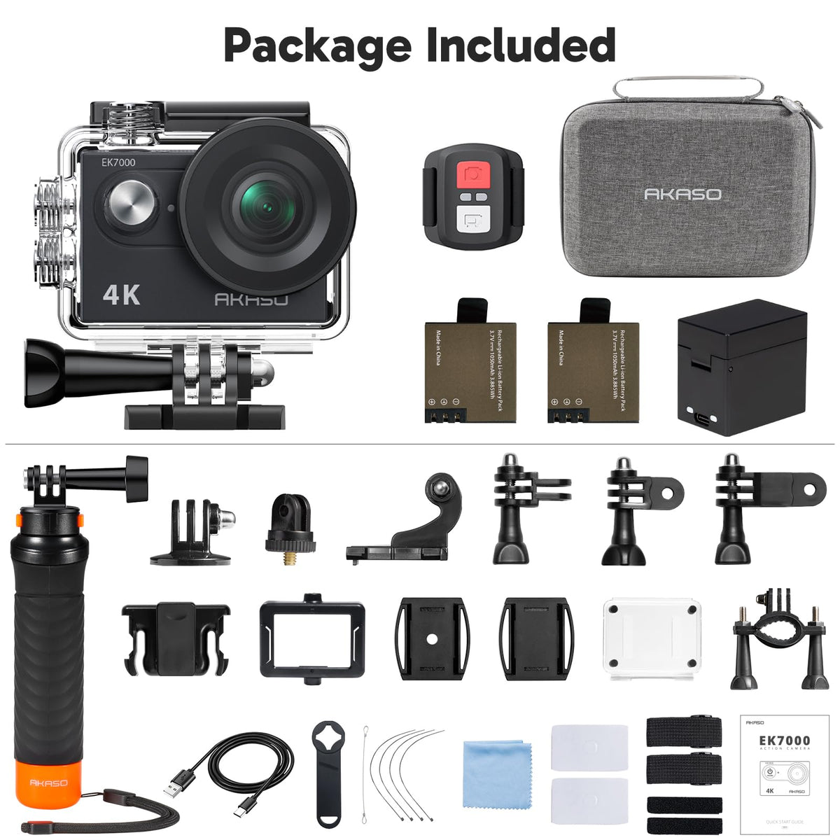 AKASO EK7000 helmet accessories kit for mounting options