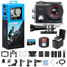 AKASO EK7000 Pro 4K camera front view for immersive travel footage.