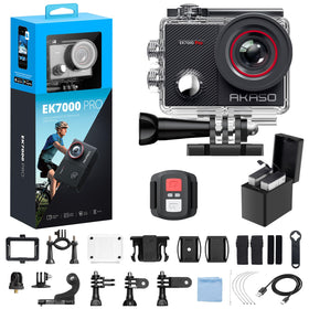 AKASO EK7000 Pro front view shows 4K capability for immersive action footage.