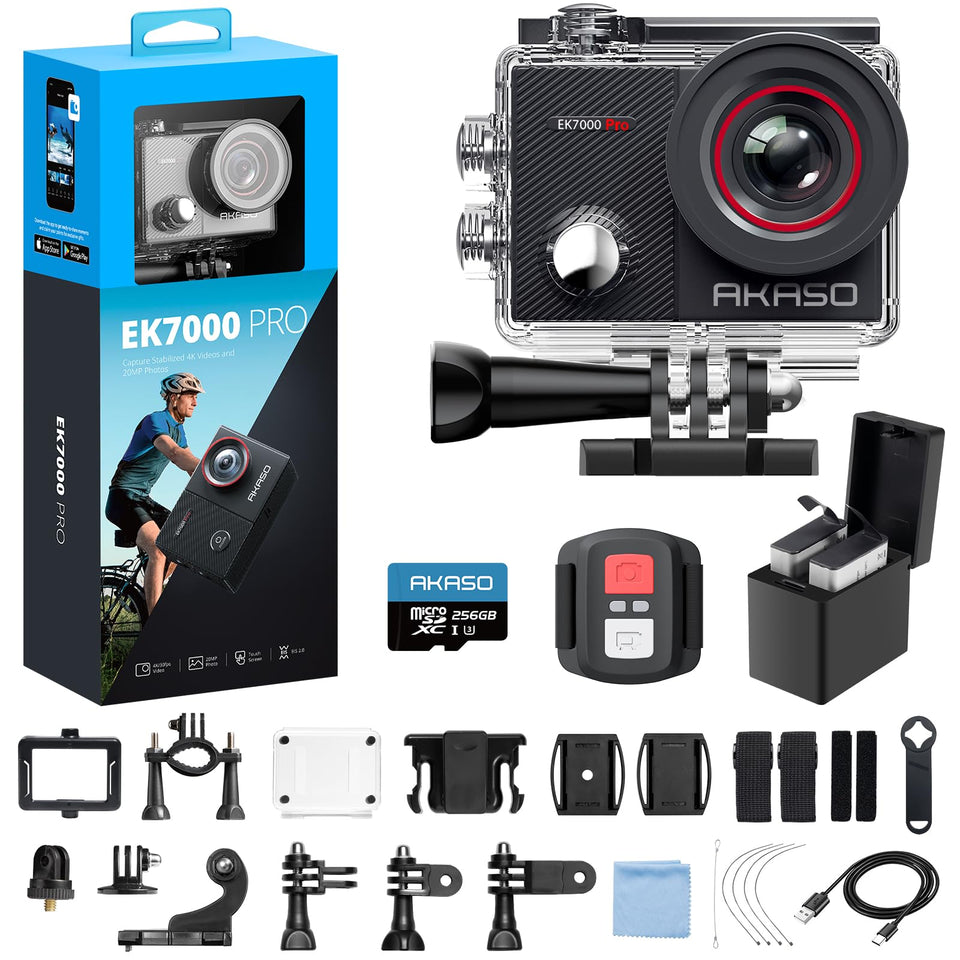 AKASO EK7000 Pro front view for crisp 4K action outdoors.